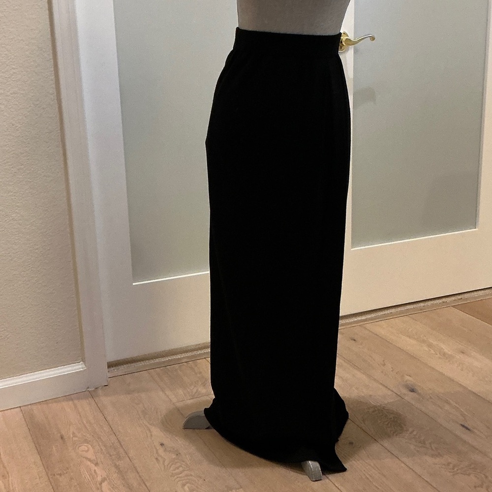 St. John Black Maxi Skirt. Wrap with slit. Size 6